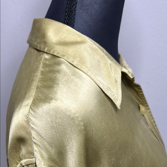 Evan Picone SILK light olive green long sleeve Blouse - Picture 10 of 13